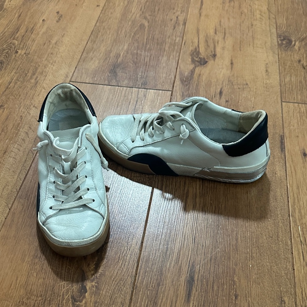 Dolce Vita White Sneakers with Navy Heel and Accent